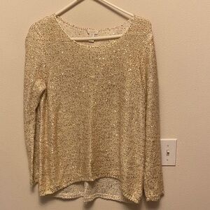 Chico's Gold Metallic Knit Sweater